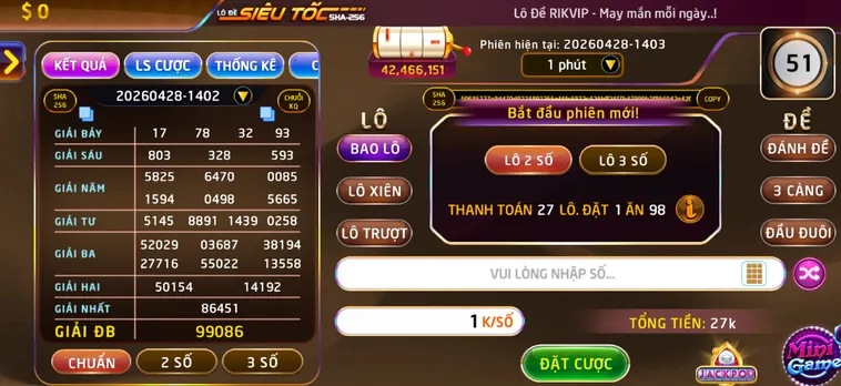 Trải Nghiệm Đỉnh Cao Lô Đề Siêu Tốc Tại RikVip Với Tỷ Lệ Trả Thưởng Cực Khủng